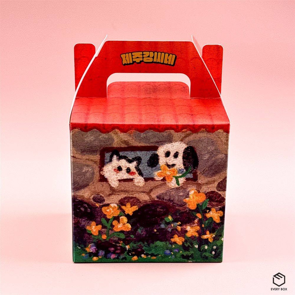 손잡이형 식품지 140 × 120 × 135mm 제작 사례 이미지 1 / 7